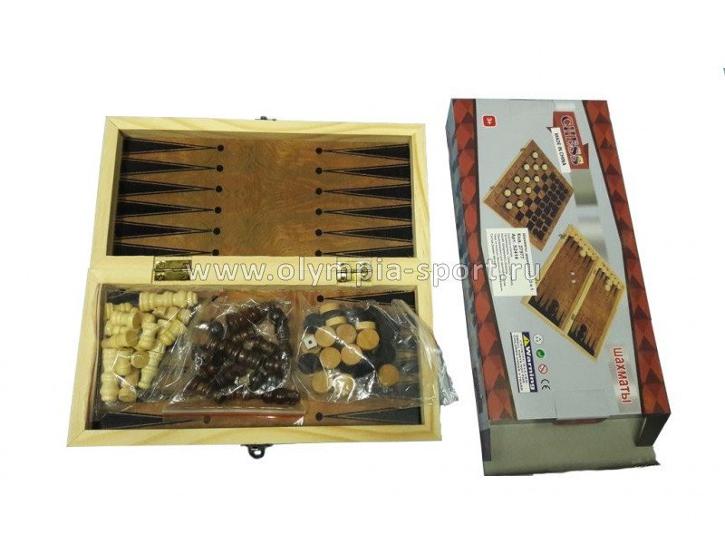 Игра 3 в 1 нарды, шахматы, шашки (доска 23,5х23,5см) S2414