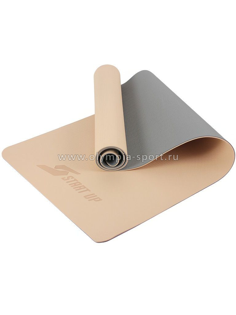 Коврик для фитнеса и йоги Start Up TPE ZH-01 Beige/Gray р183х61х0,6см