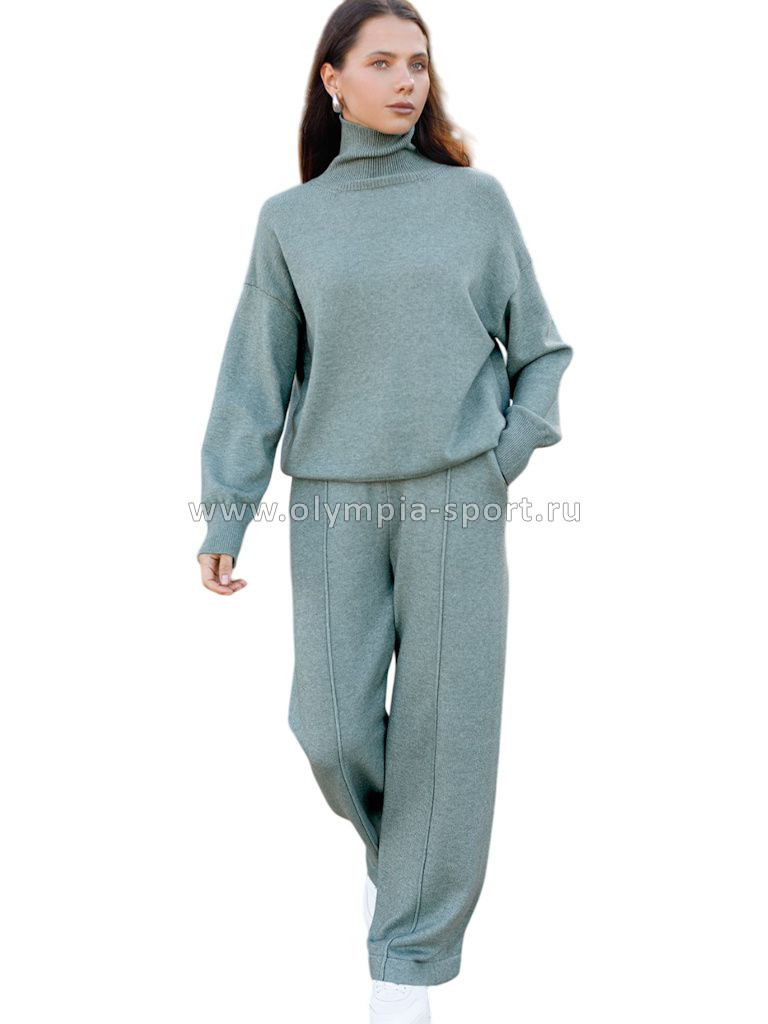 Свитер женский Vilatte D34.206 светло-оливковый меланж